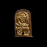 Byzantine Gold Strap End with Facing Figure