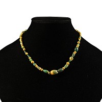 Western Asiatic Green and Yellow Glass Bead Necklace