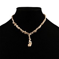 Western Asiatic White Stone and Shell Bead Necklace String