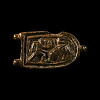 Byzantine Bronze Buckle-Plate with Combat Scene