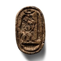 Egyptian Faience Duck Scaraboid with Hieroglyphs