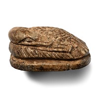 Egyptian Faience Duck Scaraboid with Hieroglyphs