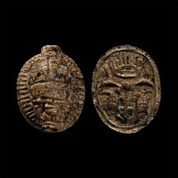 Egyptian Faience Scarab with Hieroglyphs
