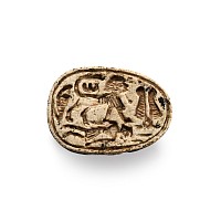 Large Egyptian Steatite Scarab with Sphinx