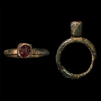 Sasanian Bronze Ring with Ibex Gemstone