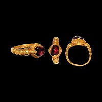 Burmese Gold Ring with Red Garnet