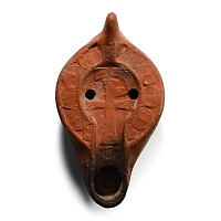 Byzantine Terracotta Oil Lamp with Chi-Rho