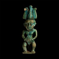Egyptian Blue Glazed Pataikos Statuette