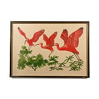 Framed Scarlet Ibis in Flight on Linen