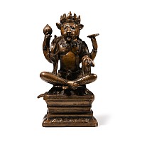 Indian Sacred Copper-alloy Seated Hindu God