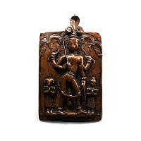 Indian Sacred Copper Plaque with Hindu God and Attendants