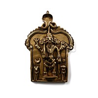 Indian Sacred Copper-Alloy Plaque with Hindu God and Attendants