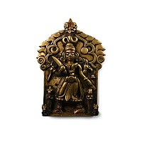 Indian Sacred Copper-alloy Plaque with Hindu God and Attendants