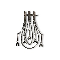 Pre-Viking Bronze Brooch with Bull-Headed Lunar Pendants and Chain