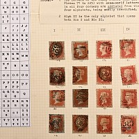 Queen Victoria Imperforated Penny Red Stamp Alphabets Display Sheet.
