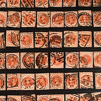Queen Victoria Half Penny Orange Stamp Group.