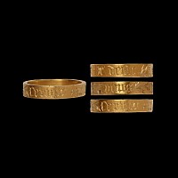 'The Great Holland' Medieval Gold Black Letter 'I Desire to Serve You' Posy Ring