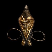 Viking Silver-Gilt Bird Pendant with Bearded Mask