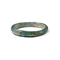 Roman Light Blue Iridescent Glass Bangle