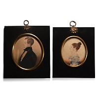 English Miniature Portrait Pair