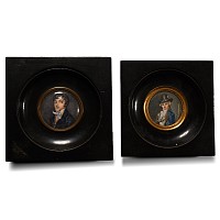 French Miniature Portrait Pair
