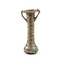 Roman Iridescent Glass Cosmetic Flask with Spiral Trail