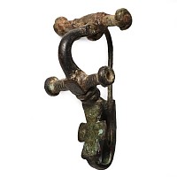 Byzantine Bronze Bow Brooch with Cross