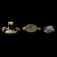 Phoenician Inscribed Bronze Scaraboid Seal