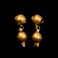 Cypriot Type Gold Pomegranate Bead Pair