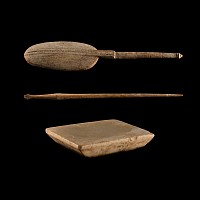 Roman Stone Palette and Bone Implement Group
