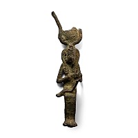 Egyptian Bronze Statuette of Isis Seated with Young Horus