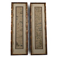 Framed Chinese Silk Picture Pair