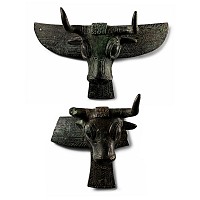 Urartu Bull-Headed Bronze Cauldron Applique Pair