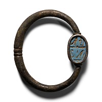 Etruscan Silver Bracelet with Mounted Scarab