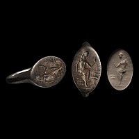Greek Silver Ring with Seated Man