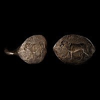 Large Greek Silver Ring with Advancing Lion