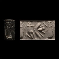 Mesopotamian Stone Cylinder Seal with Worship Scene