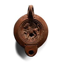 Roman Terracotta Lamp with Griffin