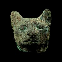 Egyptian Bronze Head of a Cat