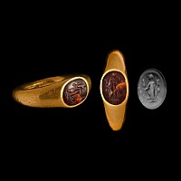 Roman Gold Ring with Garnet Intaglio