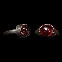 Western Asiatic Silver Ring with Garnet