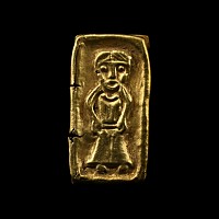 Scandinavian Pre-Viking Gold Votive Plaque of Guldgubbe with Goddess Facing