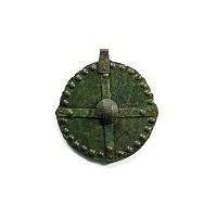 Large Scandinavian Viking Bronze Shield Pendant