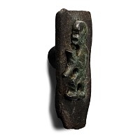 Scandinavian Pre-Viking Bronze Mount on Original Leather Strap Section
