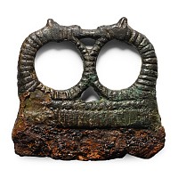 Scandinavian Viking Iron Fire Steel with Bronze Handle with Conjoined Horse Heads