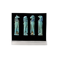 Egyptian Turquoise Glazed Faience Four Sons of Horus Mount Set
