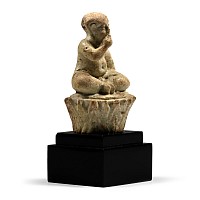 Egyptian Green Glazed Faience Figure of Harpocrates