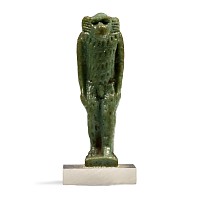 Egyptian Green Glazed Faience Amulet of a Monkey