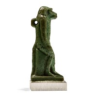 Egyptian Green Glazed Faience Amulet of a Monkey