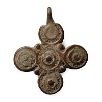 Byzantine Bronze Five Wounds of Christ Cross Pendant